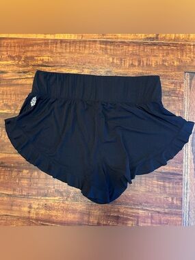 FP Movement Black Ruffle-Hem Athletic Shorts